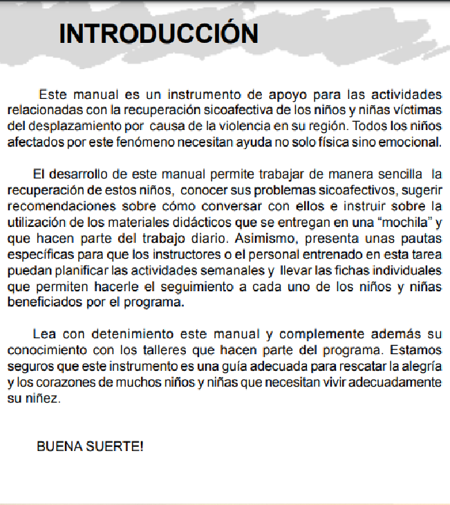 Estrategia Retorno a la Alegria - Manuales - Del voluntario - Colombia