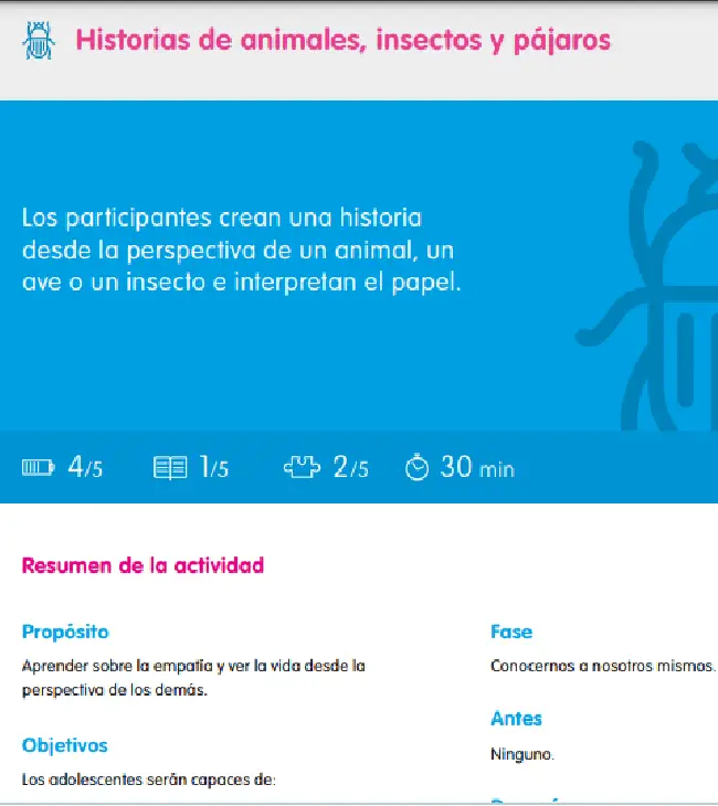 Historias de animales, insectos y pájaros