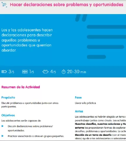 Hacer declaraciones sobre problemas y oportunidades